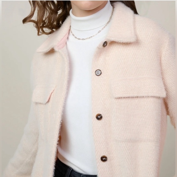 Skies Are Blue Jackets & Blazers - SKIES ARE BLUE | BLUSH SHACKET | KNEE LENGTH